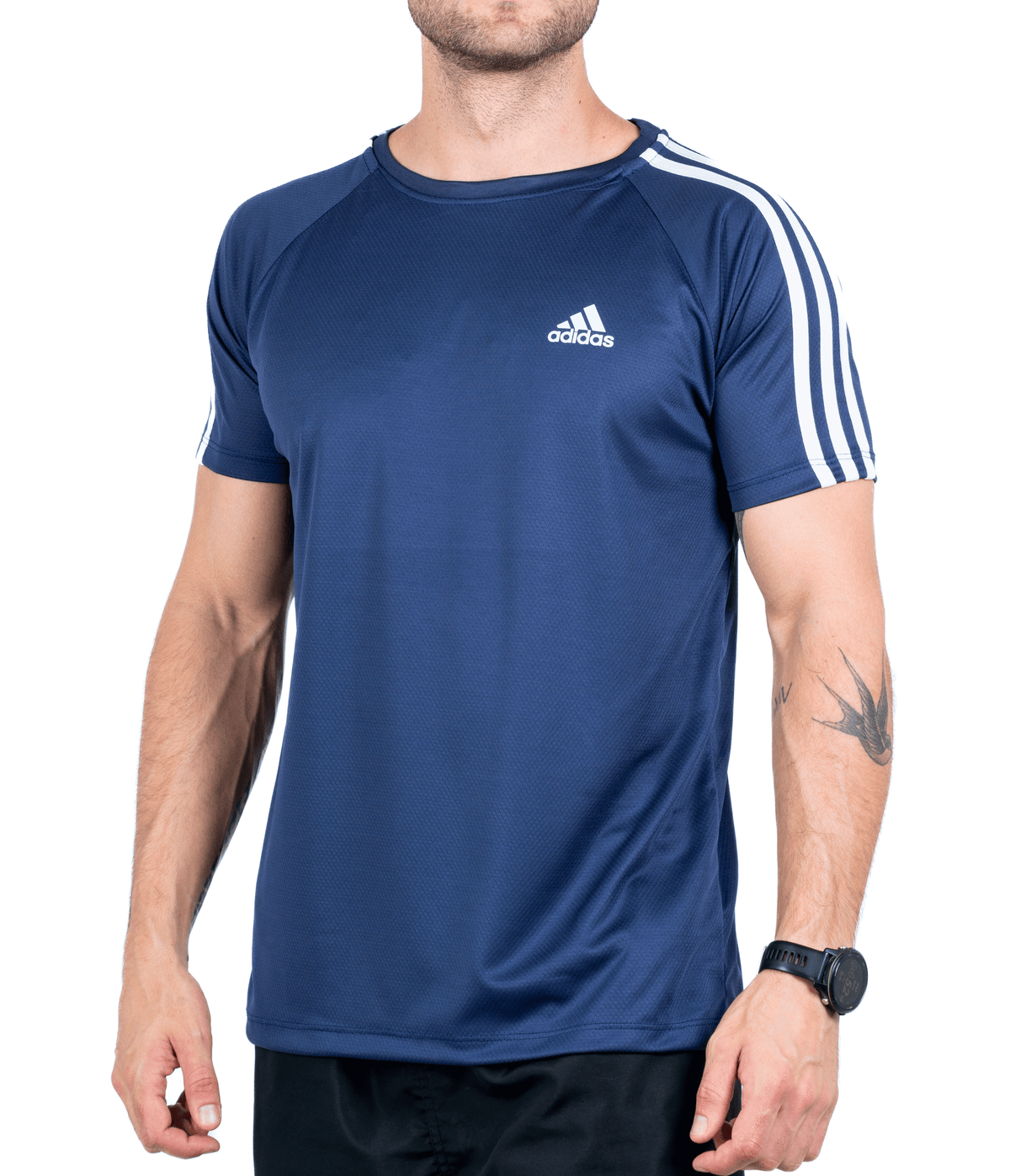 Camiseta Dry Fit Adidas III Listras Ombro