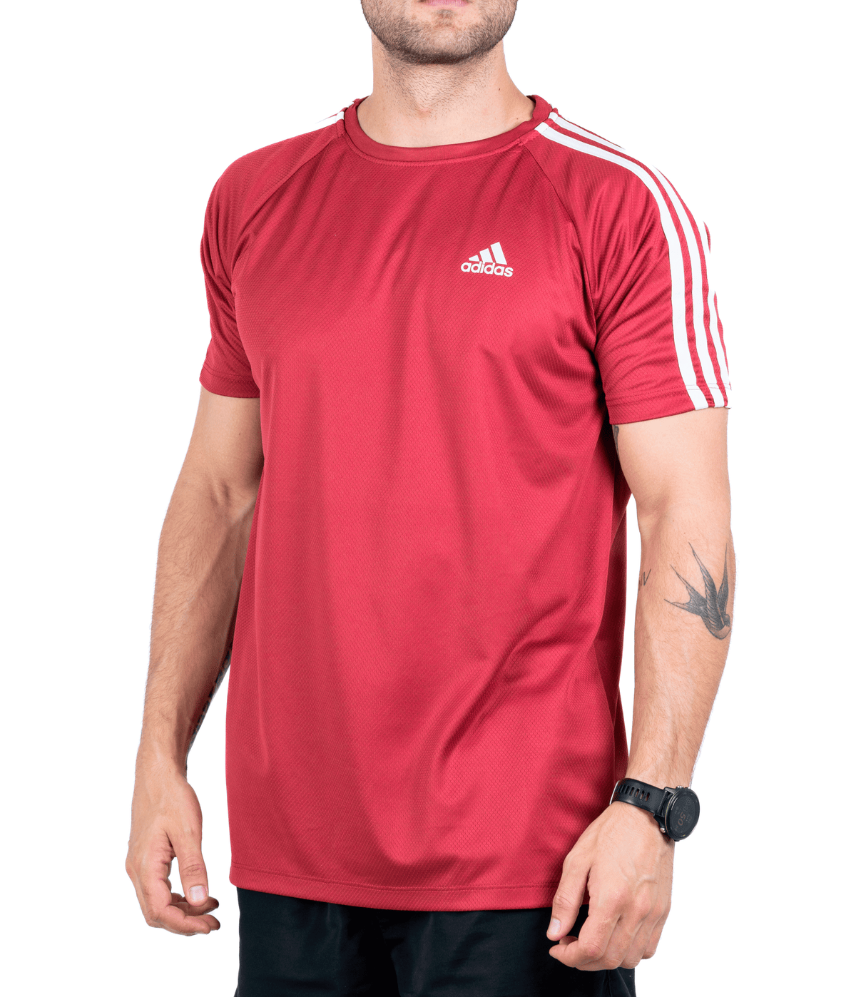 Camiseta Dry Fit Adidas III Listras Ombro