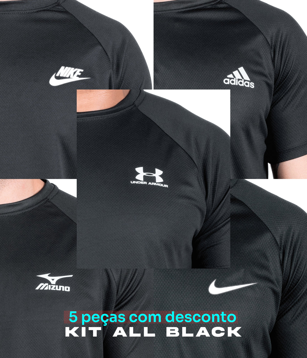 KIT ALL BLACK 5 PEÇAS DRY FIT Basic 🔥